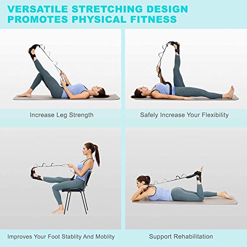 Yoga Foot & Leg Stretch Strap,Foot and Calf Stretcher Belt with Loops