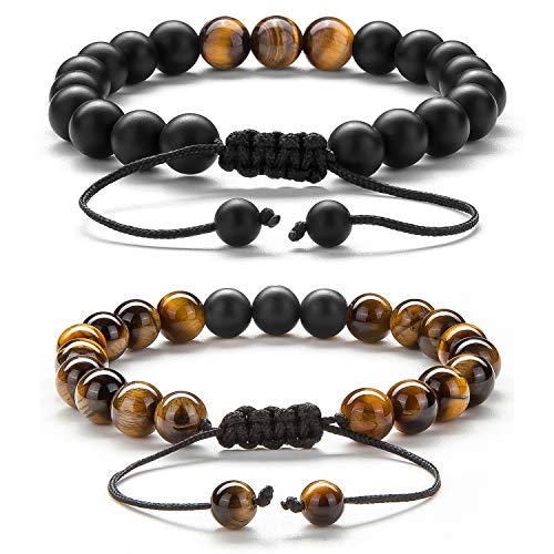 Meditation Gift - Harmony Men and Women Tiger Eye Stone Beads Bracelet Braided Rope Natural Stone Yoga gifts Bracelet Bangle - New Model