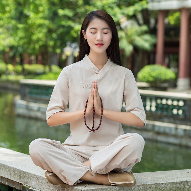 Meditation Clothes - Traditional Tang Suit - Cotton Linen Yoga Suit Loose Tai Chi Clothes