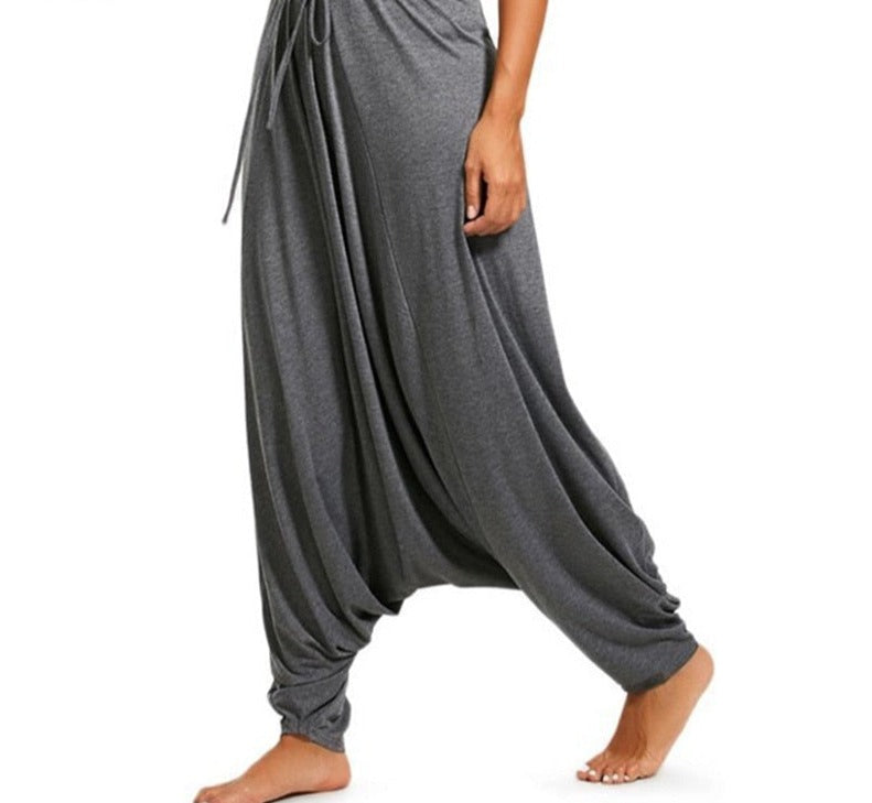 Meditation and Yoga Loose Clothes -Women Harem Pants Drop Crotch Baggy Wide Leg Hippy Boho