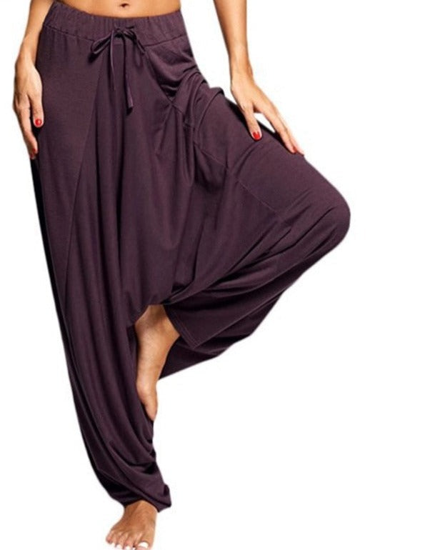 Meditation and Yoga Loose Clothes -Women Harem Pants Drop Crotch Baggy Wide Leg Hippy Boho