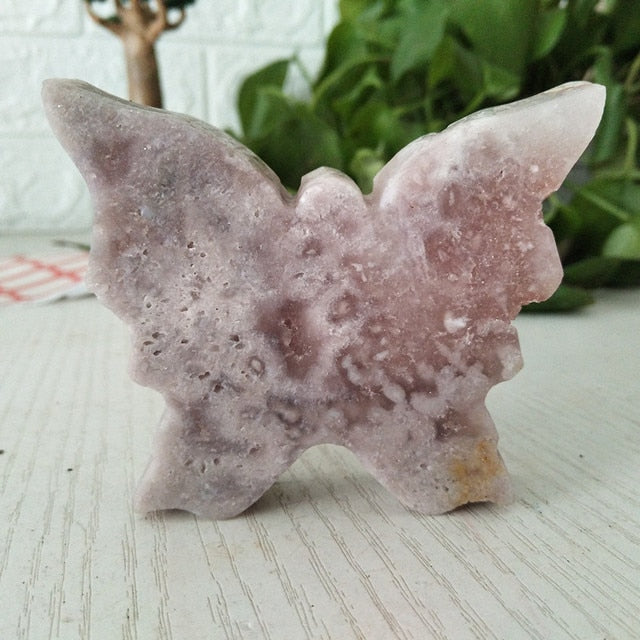 Natural Crystals Druzy Pink Amethyst Butterfly Stone - Zen Decor Ideas
