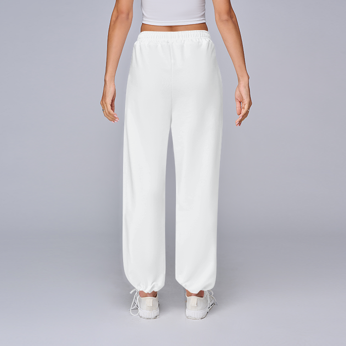 Ladies 100% Cotton Drawstring Hem Yoga Pants - Loose Style