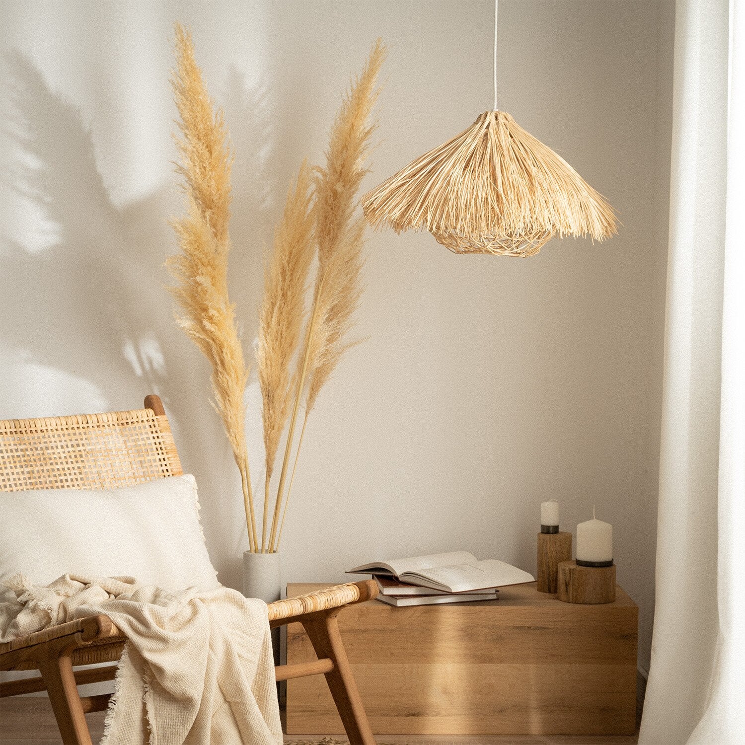 Bamboo Pendant Light Boho Style Weaving Hanging Lamp - Zen Decor Idea