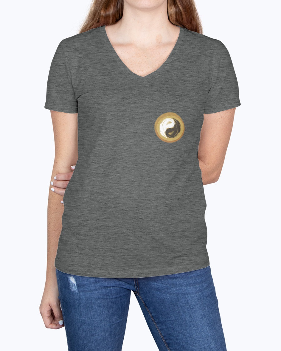 Gildan Ladies Heavy Cotton 5.3 oz. V Neck Yoga T-Shirt - Personal Hour Logo