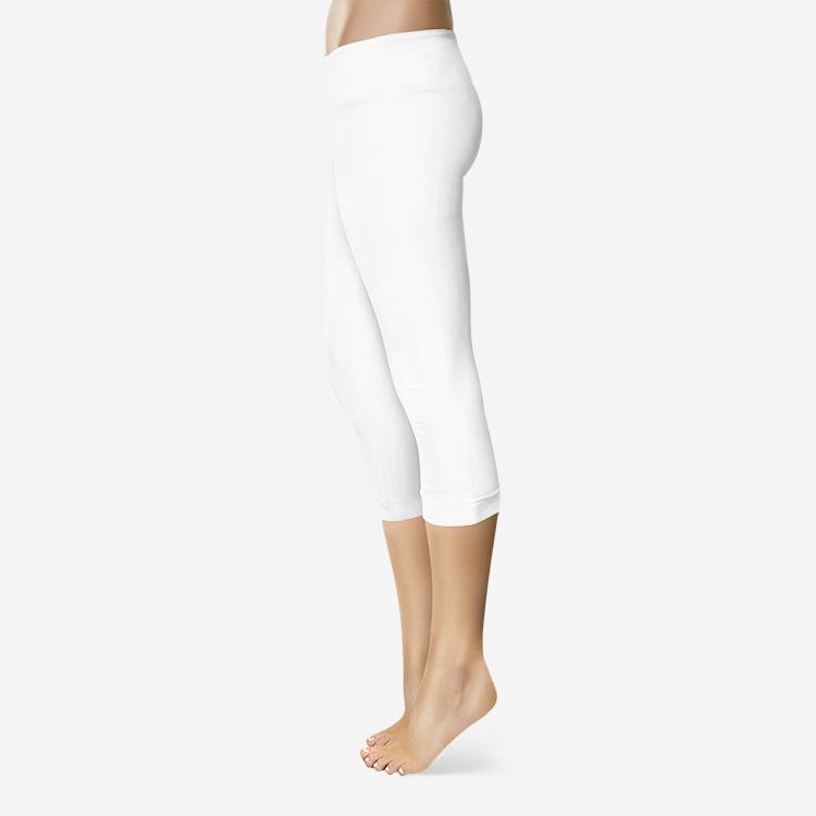 White Yoga Print Capri Leggings