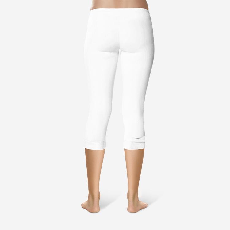 White Yoga Print Capri Leggings