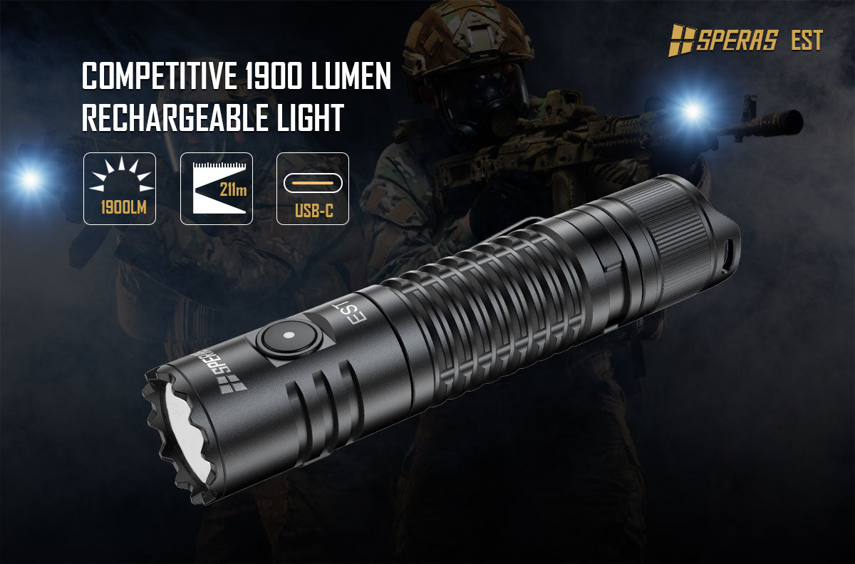 SPERAS EST 1900 lumen rechargeable tactical flashlight police torch light