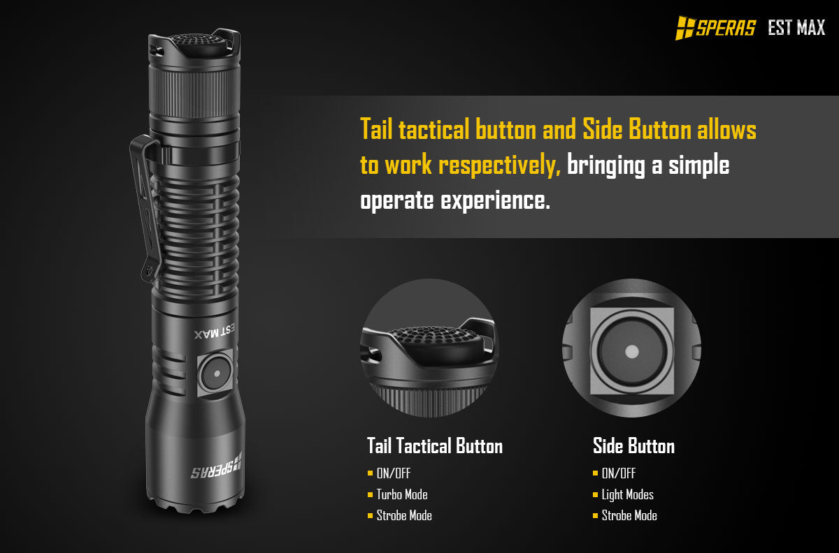 Enlarged SPERAS EST Max dual switch UI tactical flashlight View