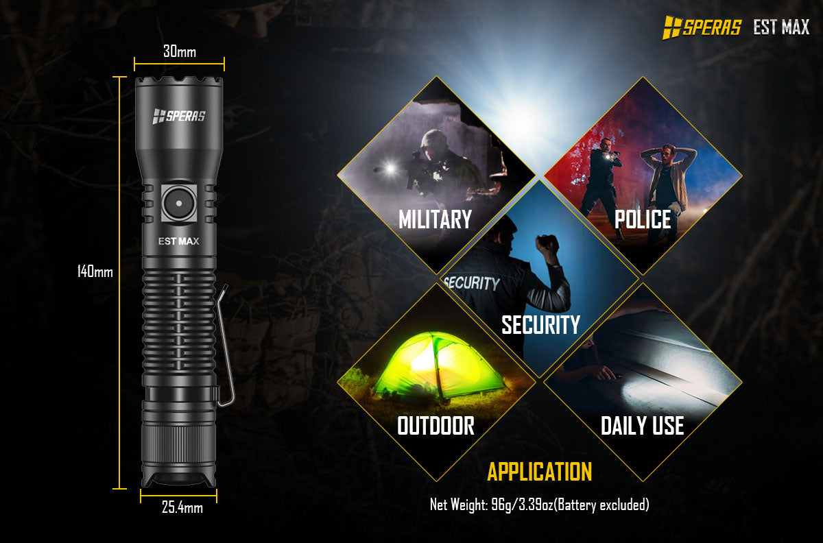 military flashlight SPERAS est max extreme durability