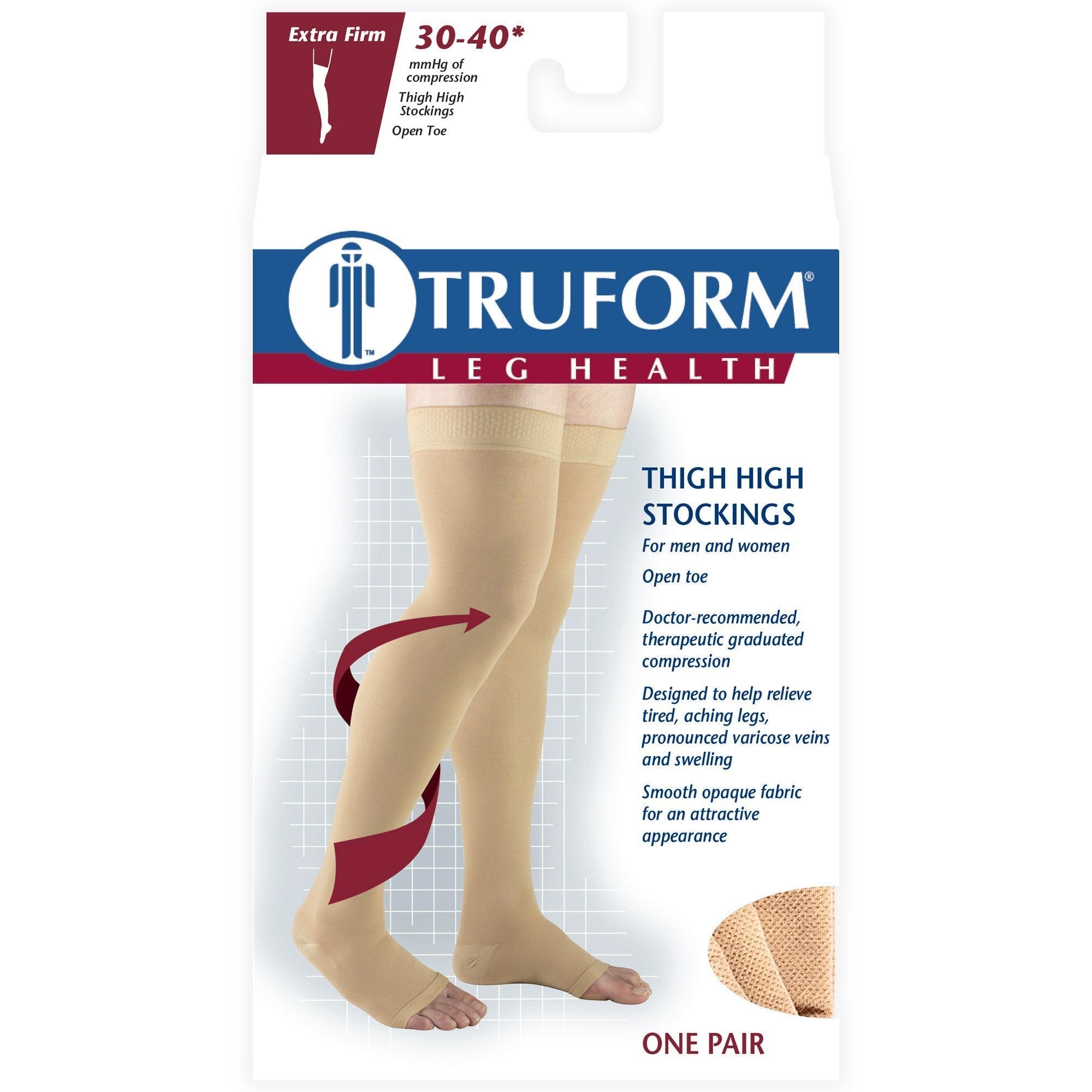 TRUFORM? Thigh High 30-40 mmHg w/ Silicone Dot, Open Toe