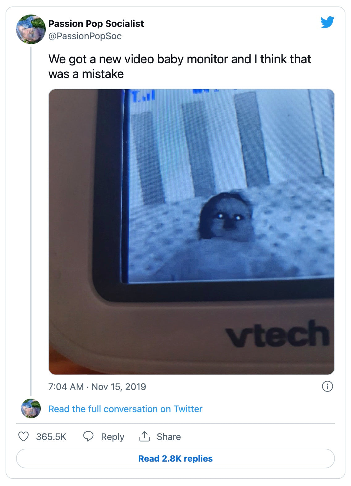 twitter use was scared by the poor quality of the baby monitor