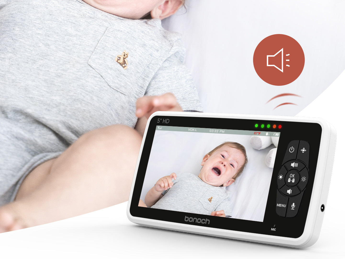 bonoch baby monitor LED sound indicator