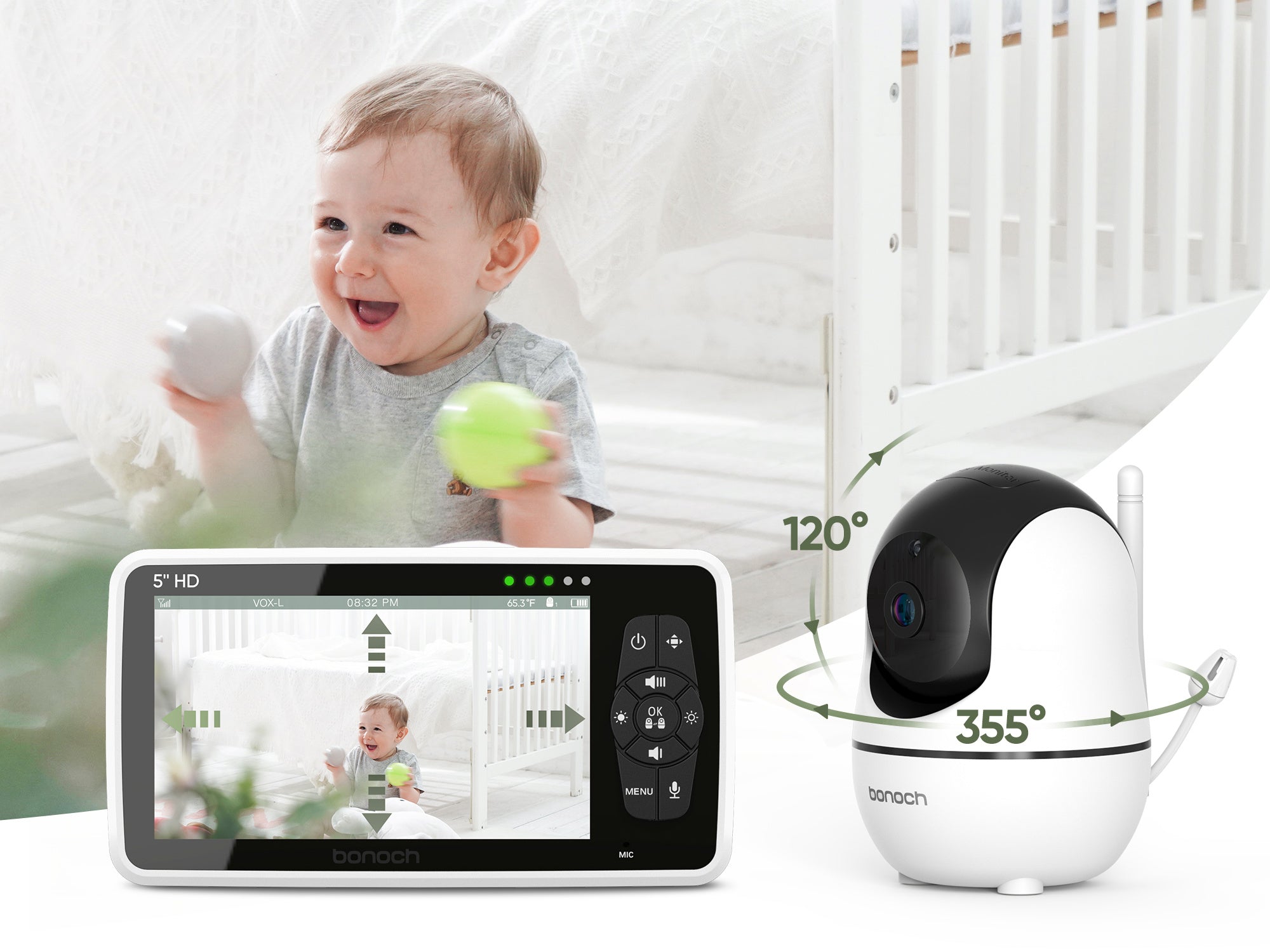 bonoch baby monitor adjustable camera