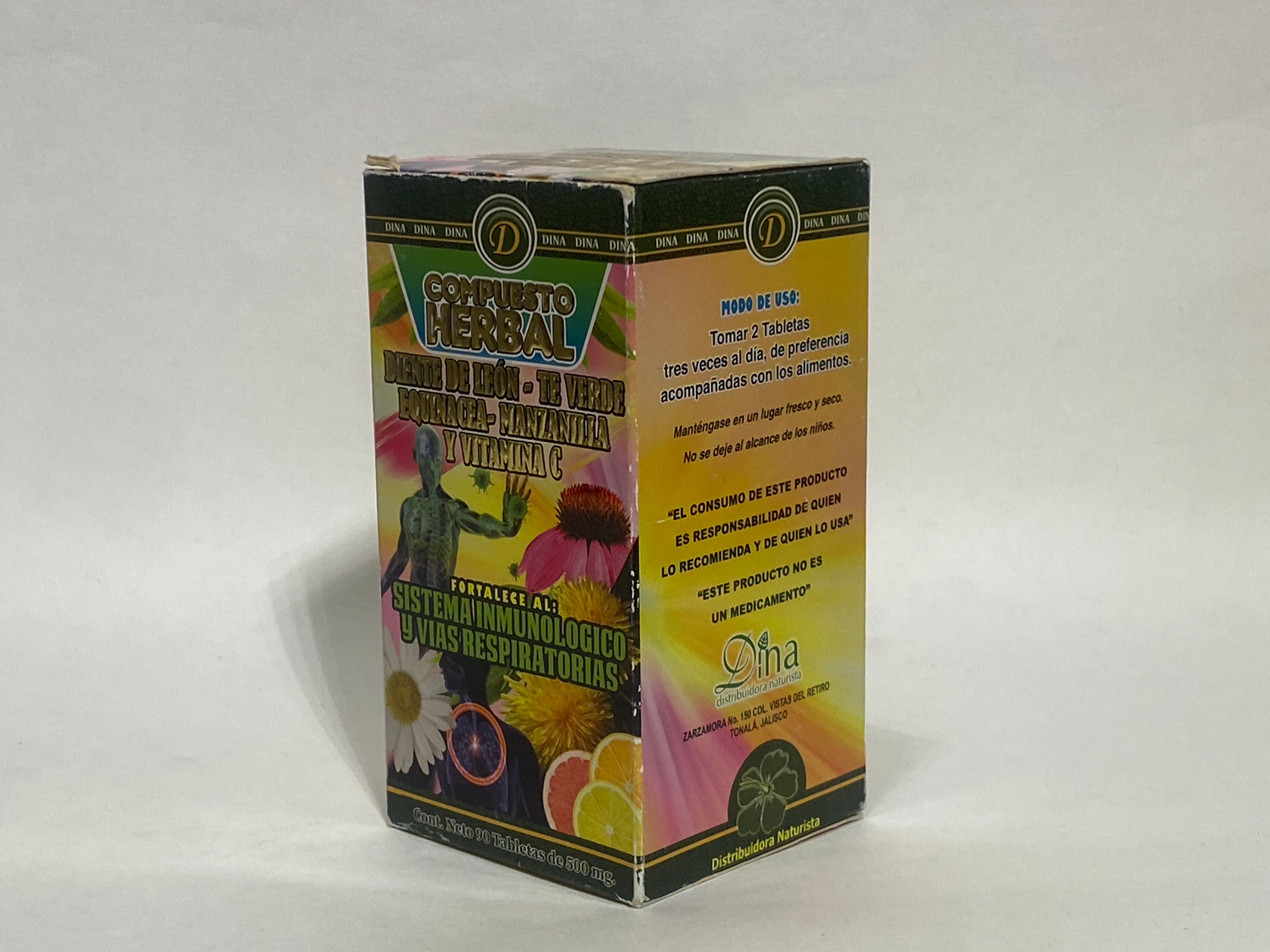 Compuesto Herbal -herbal compound (Dandelion, green tea, echinacea, chamomile and vitamin c)