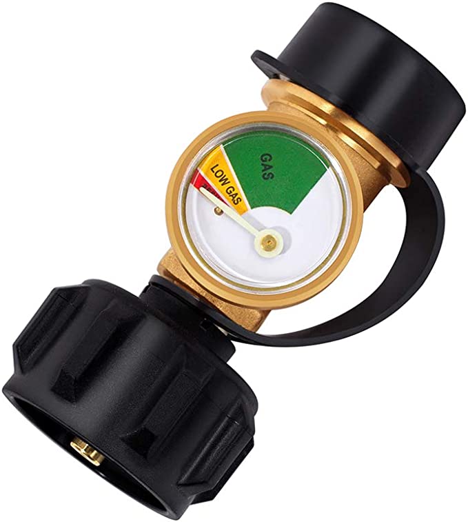 GASLAND Propane Tank Gauge Level Indicator, ACME/QCC1/Type1 Propane Adapter Fittings with Gauge, Propane Meter Universal for Propane Cylinder, RV Camper, BBQ Gas Grill, Heater