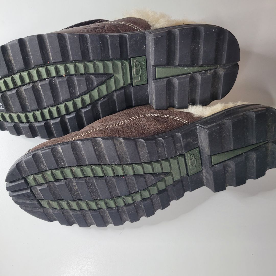 Ugg Australia Leather Sherpa Clog Slip On Shoes USA 6 EUR 37 UK 4.5 Short Heel