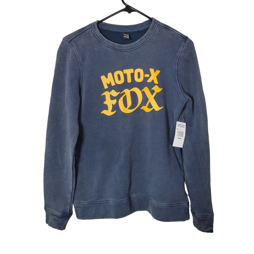 Fox Racing Moto X Pullover Sweatshirt Adult Mens Medium Gray Yellow