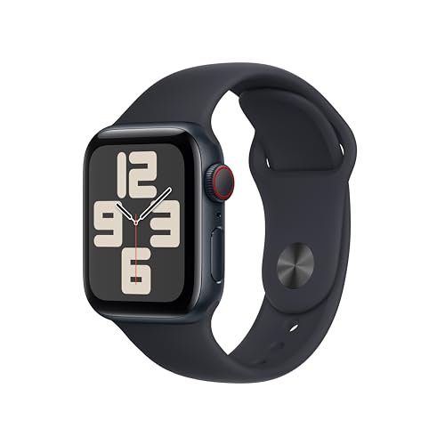 Apple Watch SE 2nd Generation 44mm GPS + Cellular Unlocked Black Aluminum Case - Black Sport Band (2022)