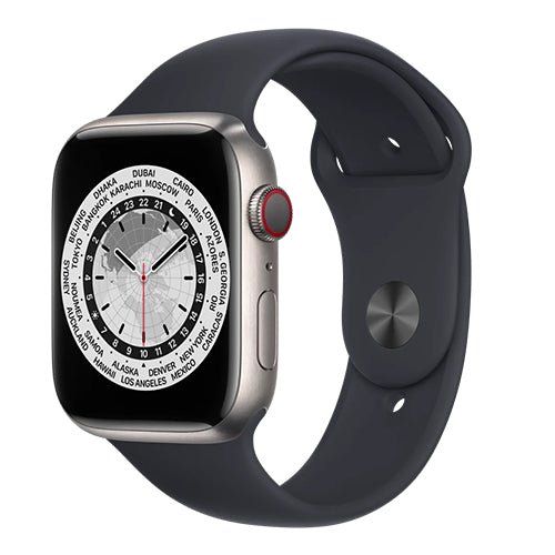 Apple Watch Series 7 41mm GPS + Cellular Unlocked - Titanium Case - Black Sport Band (2021)