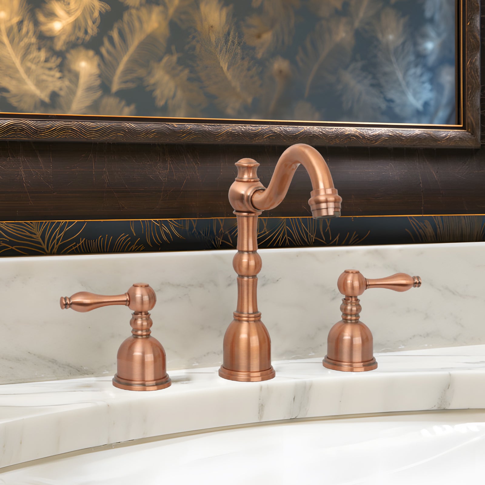 Two-Handle Copper Widespread Bathroom Sink Faucet - AK41518C