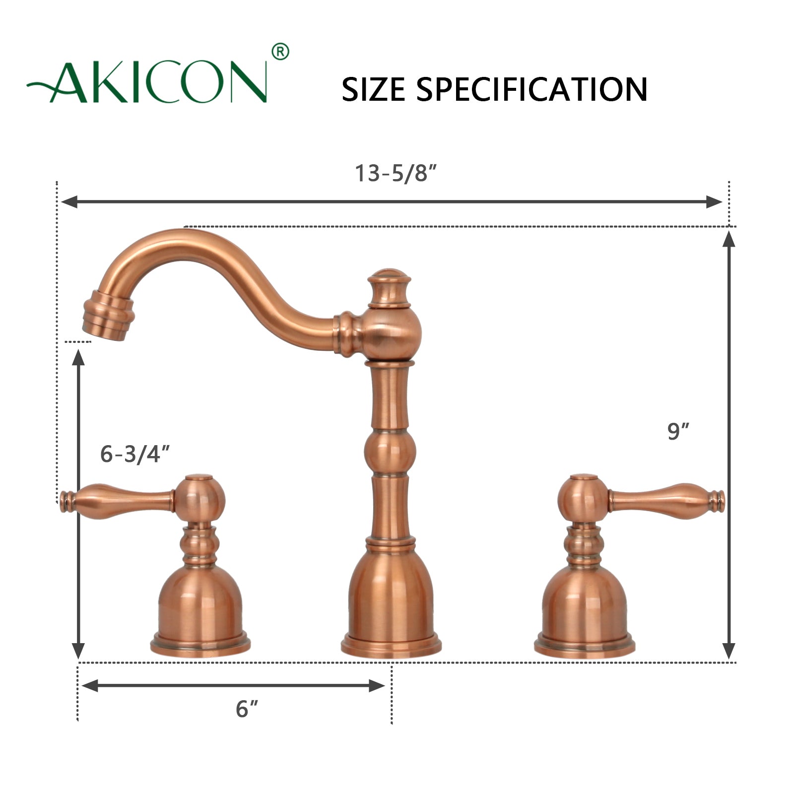 Two-Handle Copper Widespread Bathroom Sink Faucet - AK41518C