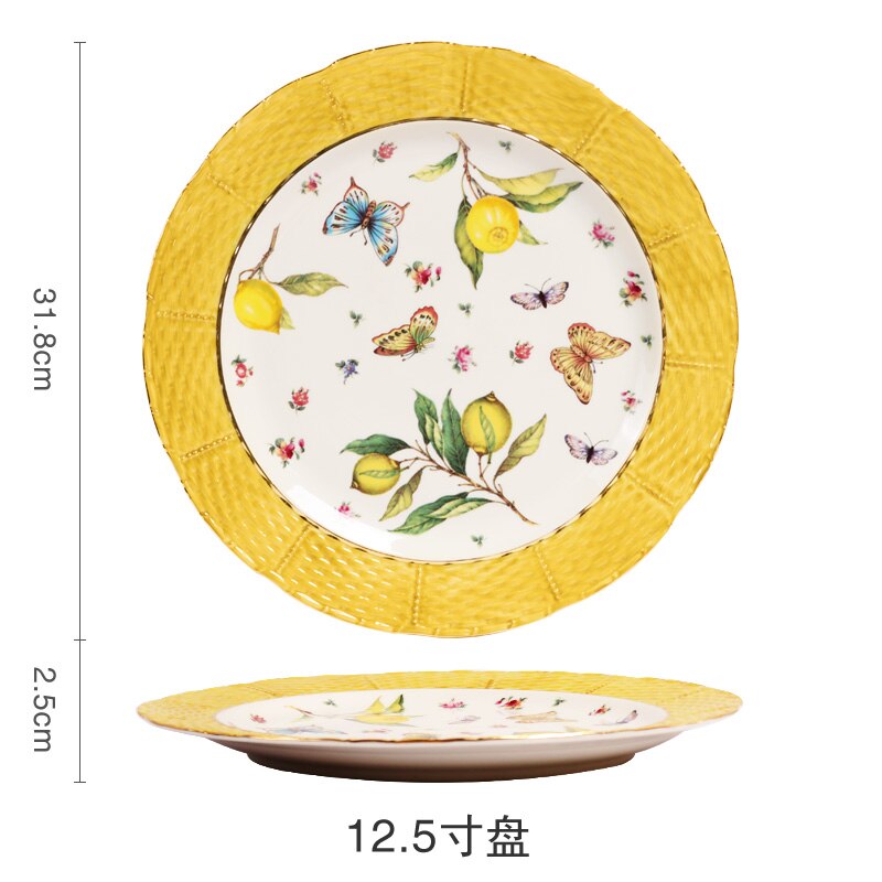 Nordic lemon ceramic food plate