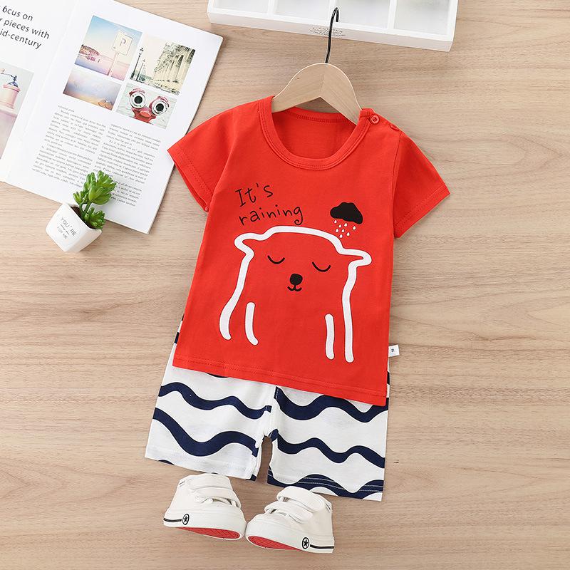 2121 Summer Cool Boy Clothes Striped Car T-shirt Trouser Suit  Kids Clothes Baby Child Short Sleeve Clothing Outfit Toddler