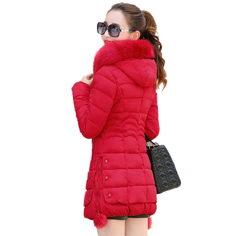 Winter Coat Fur Collar Hooded