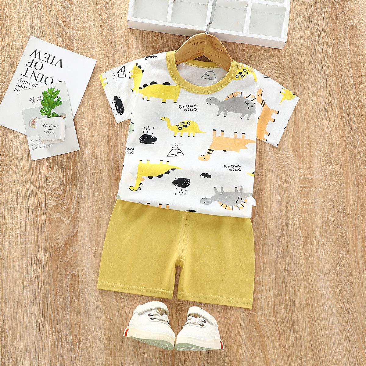 2121 Summer Cool Boy Clothes Striped Car T-shirt Trouser Suit  Kids Clothes Baby Child Short Sleeve Clothing Outfit Toddler