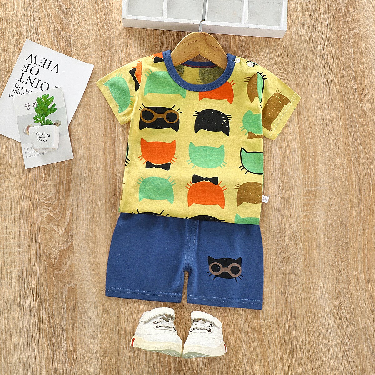 2121 Summer Cool Boy Clothes Striped Car T-shirt Trouser Suit  Kids Clothes Baby Child Short Sleeve Clothing Outfit Toddler