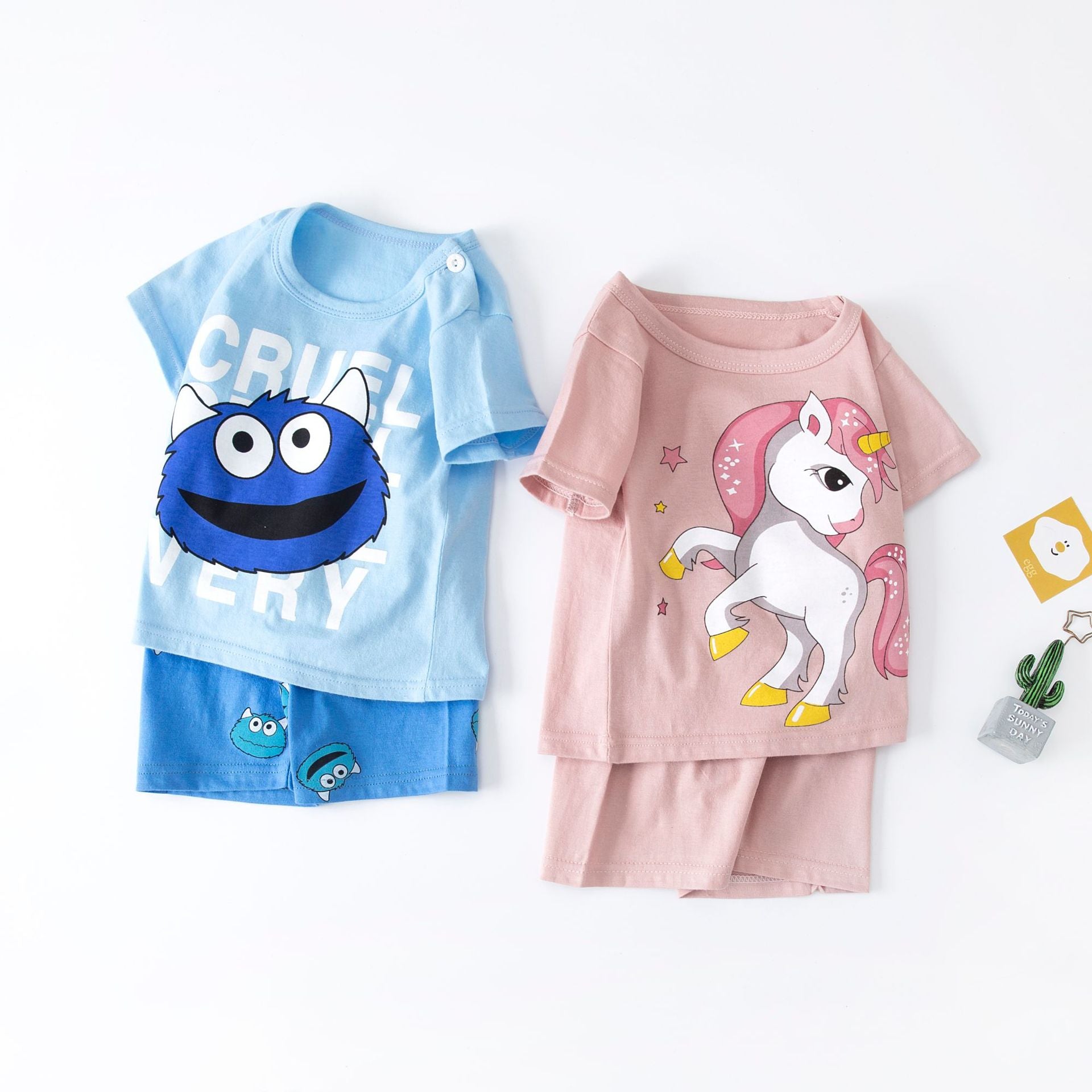 2022 Girls Boy Clothes Clothing sets Kids Wear  2pc  Carton 6M to 6T Summer T-shirts  Shorts set Baby  print Animal Outfit