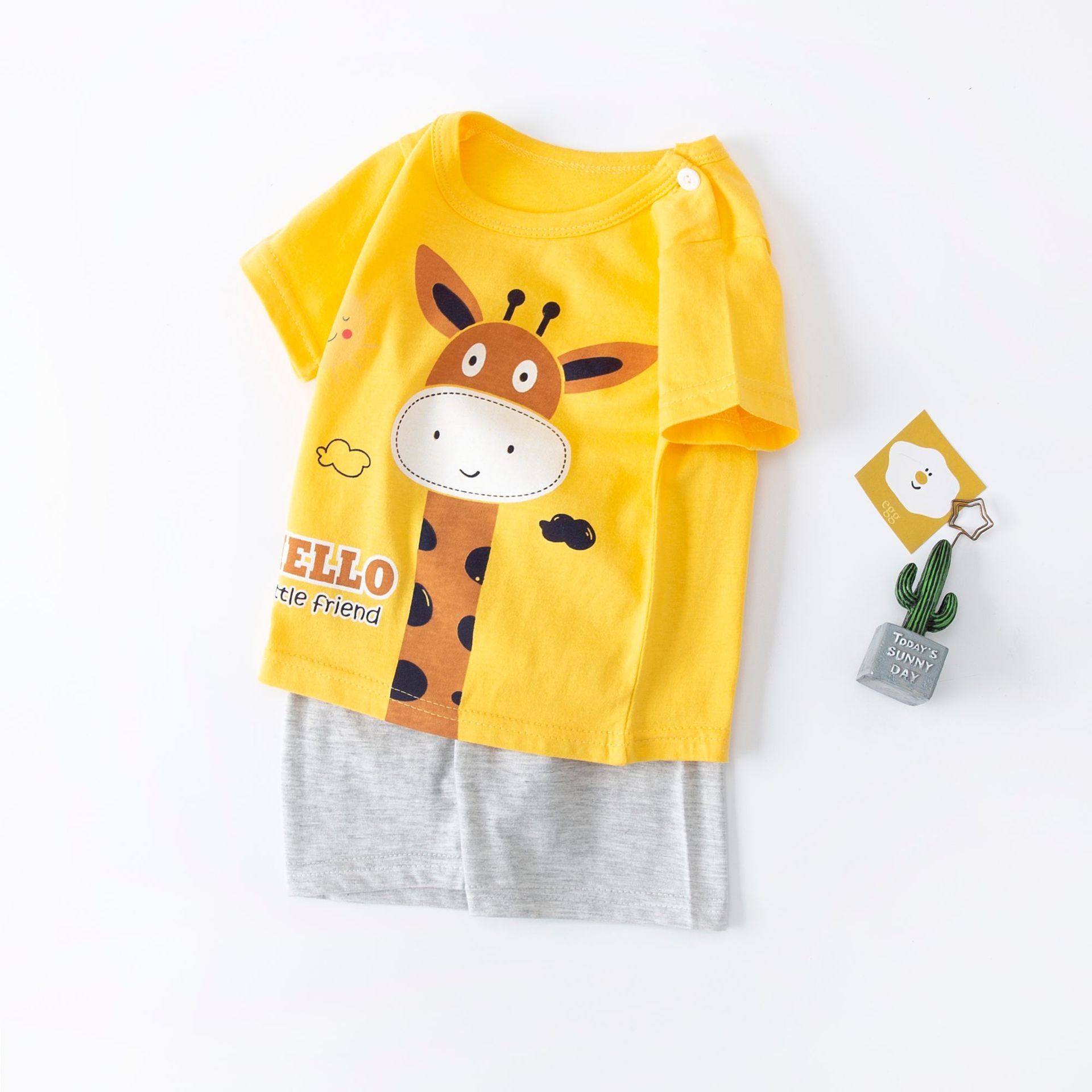 2022 Girls Boy Clothes Clothing sets Kids Wear  2pc  Carton 6M to 6T Summer T-shirts  Shorts set Baby  print Animal Outfit