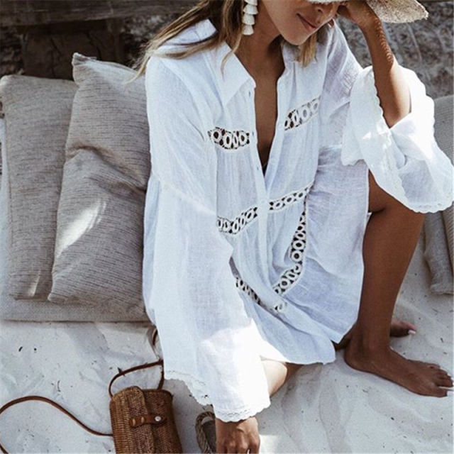 Swimsuit Cover-up Beach Knitting, Mesh Beach Dress Tunic Robe