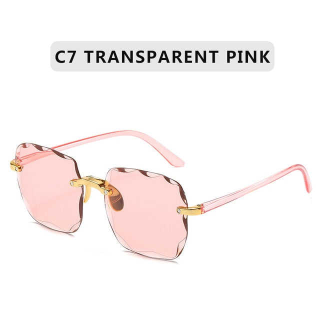 2021 Square Rimless Sunglasses, UV400