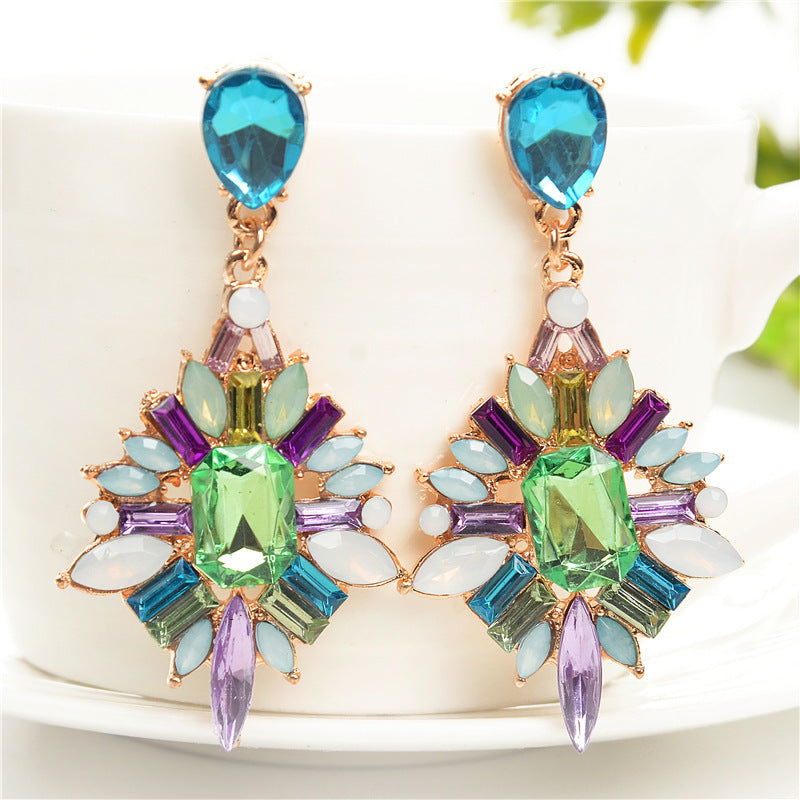 European And American Fashion New Classic Drop Gemstone Earrings