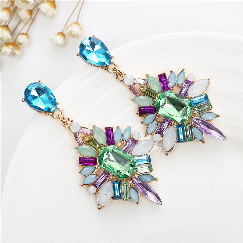 European And American Fashion New Classic Drop Gemstone Earrings