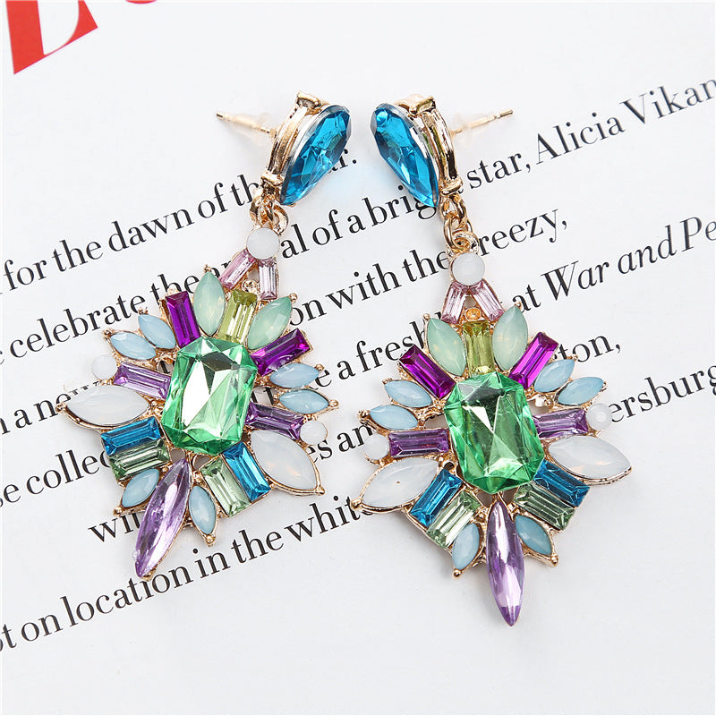 European And American Fashion New Classic Drop Gemstone Earrings