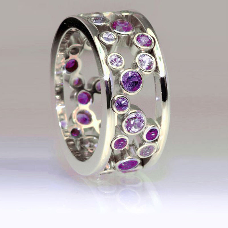 Hollow Inlaid Full Circle Zircon Female Ring Jewelry