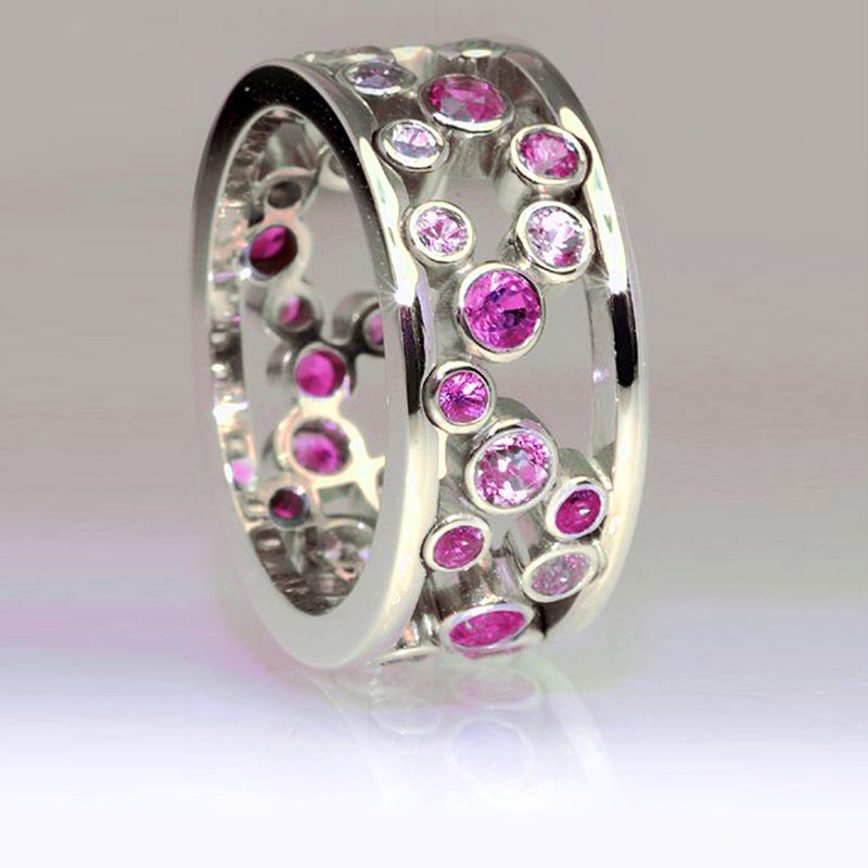 Hollow Inlaid Full Circle Zircon Female Ring Jewelry