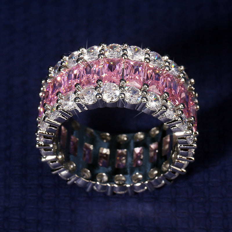 Imitation Diamond Zircon Fire Color Colorful Gem Ring