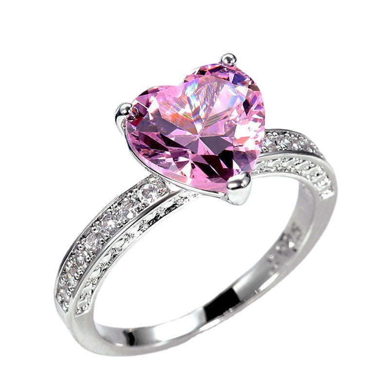 Heart-shaped  Diamond Zircon Ring Ladies