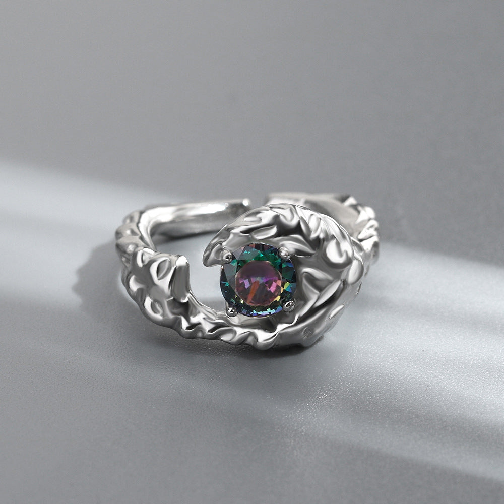 Irregular Personality Niche Design Diamond Inlaid Fashion Cool Female Hip-hop Adjustable Ring