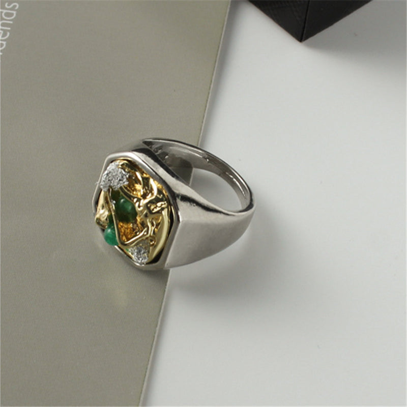 Retro Alloy Ring Unisex Two-color Electroplating Ring