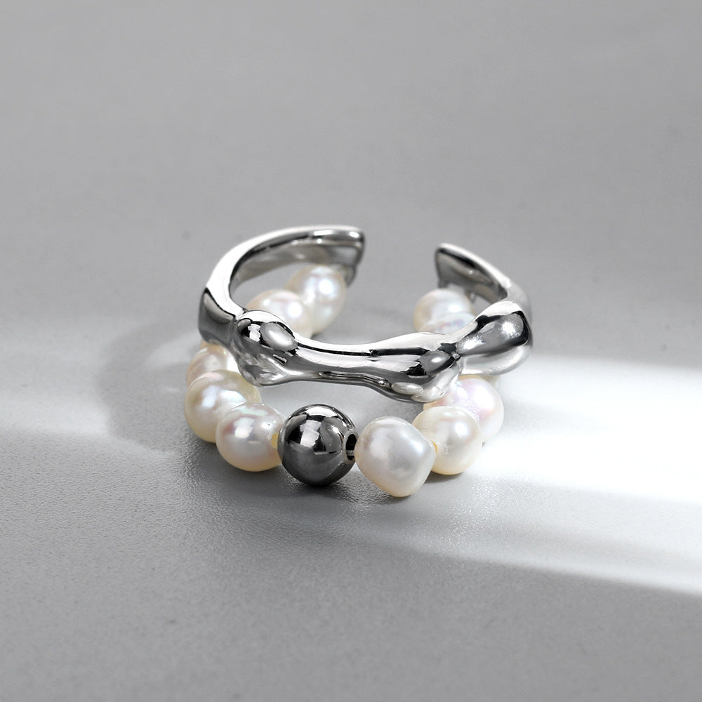 Small Design Pearl Retro Ring Fashion Personality End Ring