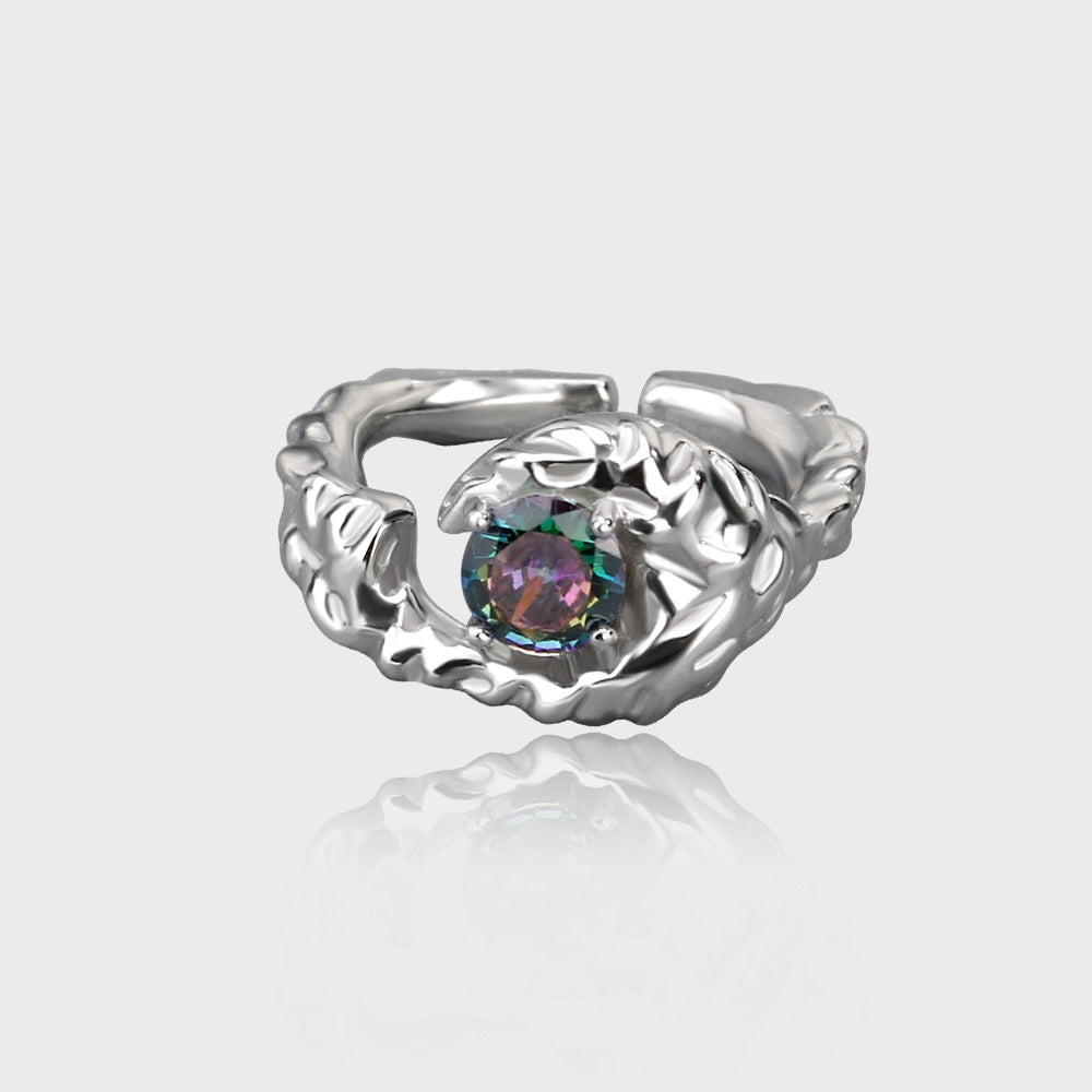 Irregular Personality Niche Design Diamond Inlaid Fashion Cool Female Hip-hop Adjustable Ring