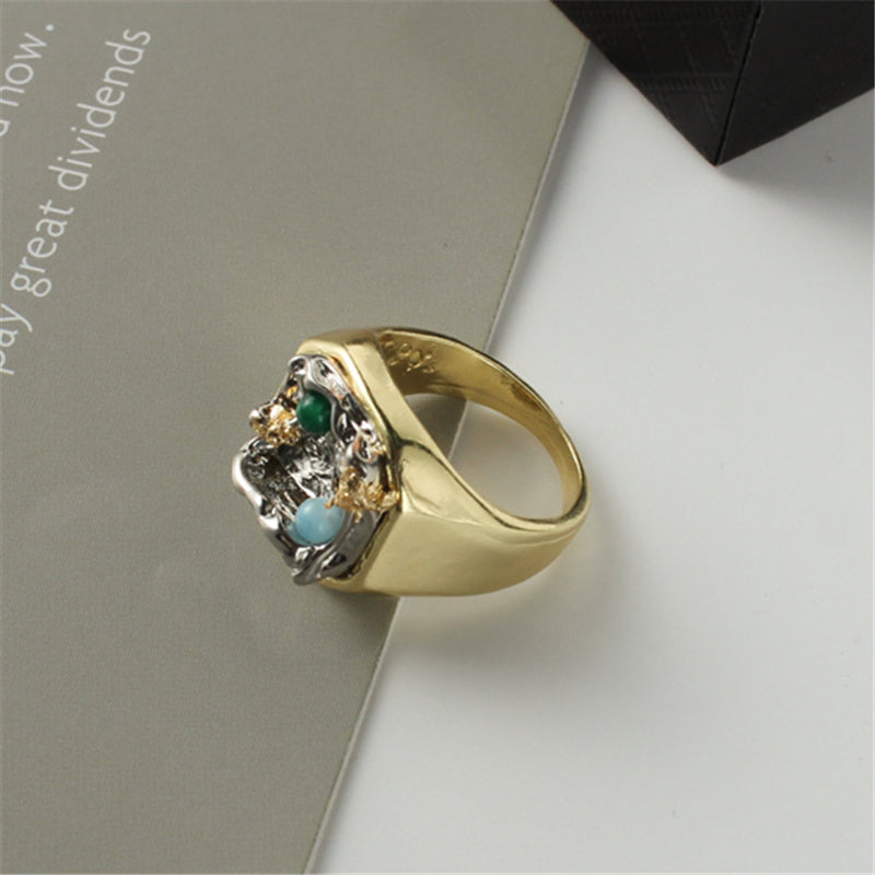 Retro Alloy Ring Unisex Two-color Electroplating Ring