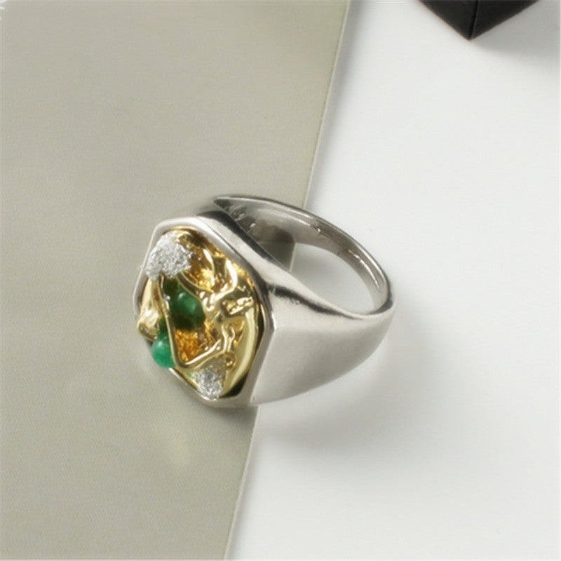 Retro Alloy Ring Unisex Two-color Electroplating Ring