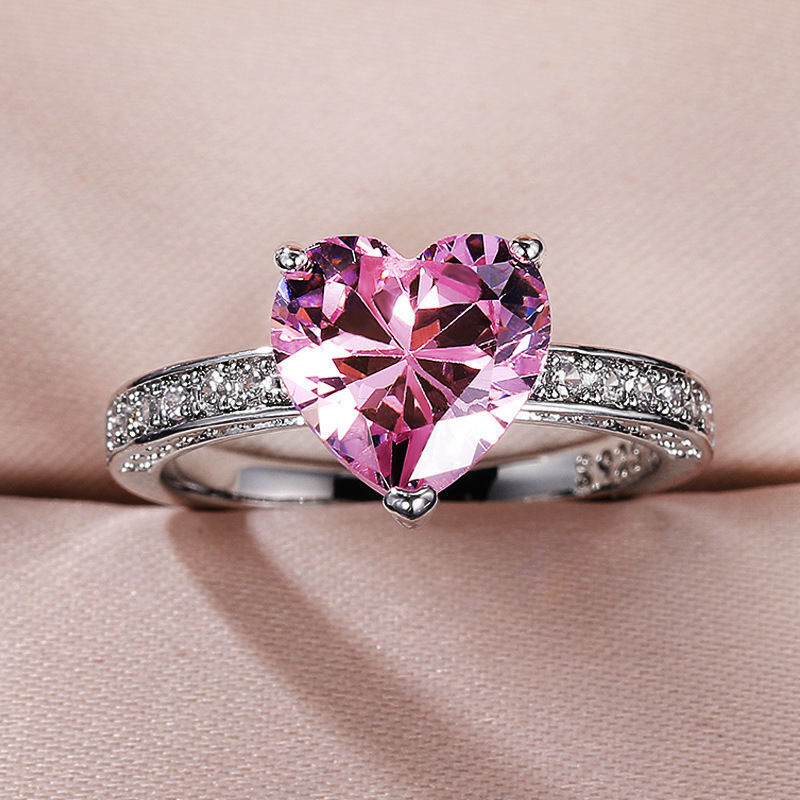 Heart-shaped  Diamond Zircon Ring Ladies