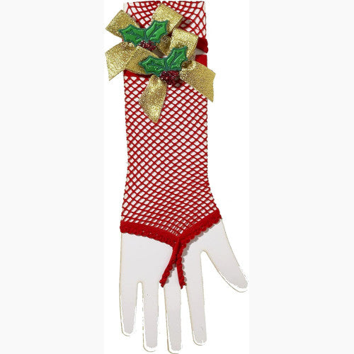 Fishnet Gloves W/Mistletoe
